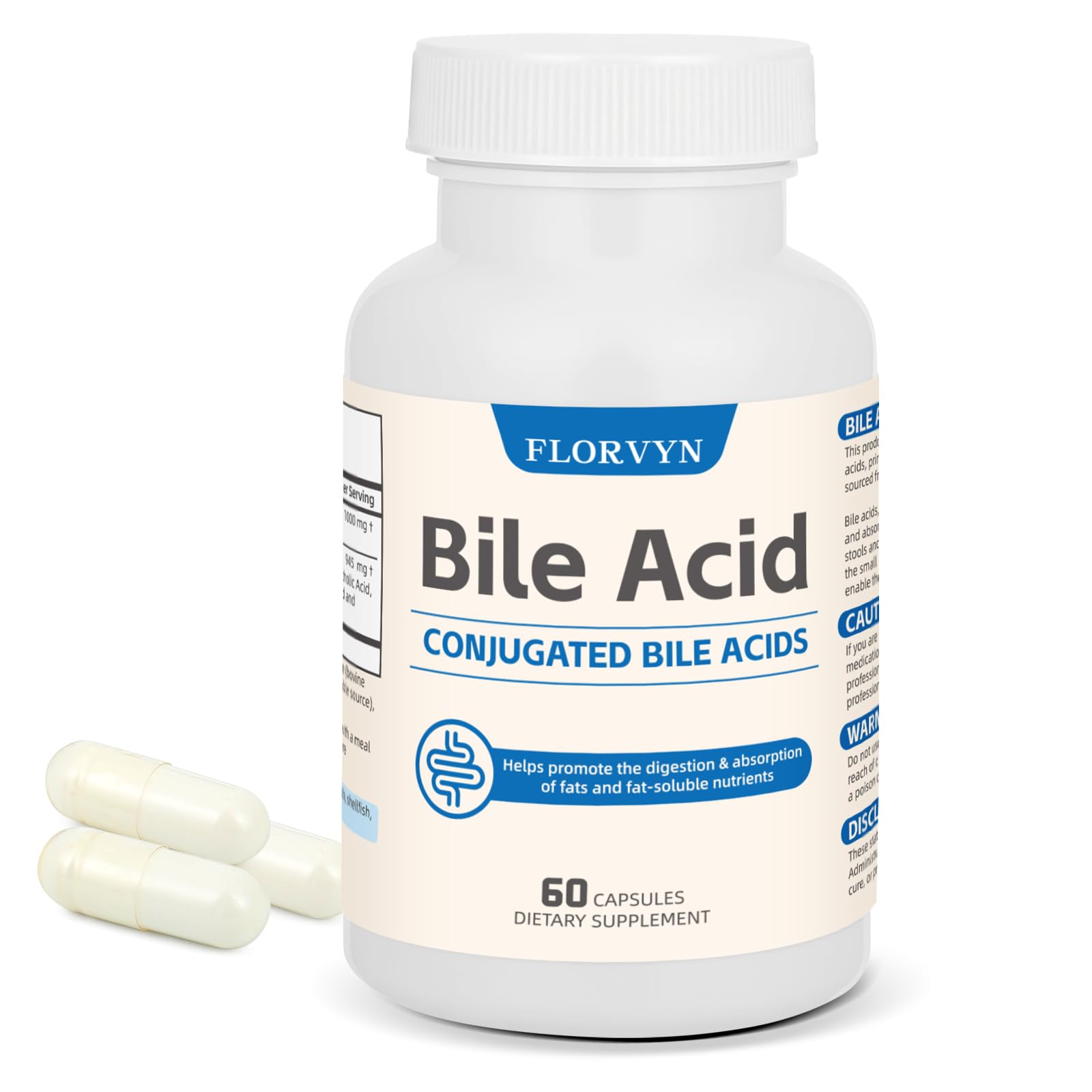 Florvyn Conjugated Bile Acid Supplement 1000mg Capsule 2 Count