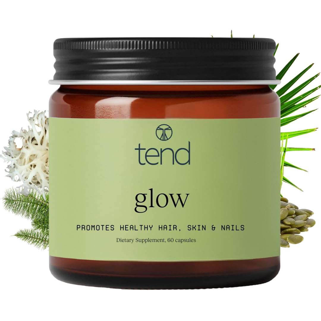 Tend Supplements Tend Glow Hair, Skin & Nails Supplement with Biotin & Hyaluronic Acid, Capsule, 1 Count
