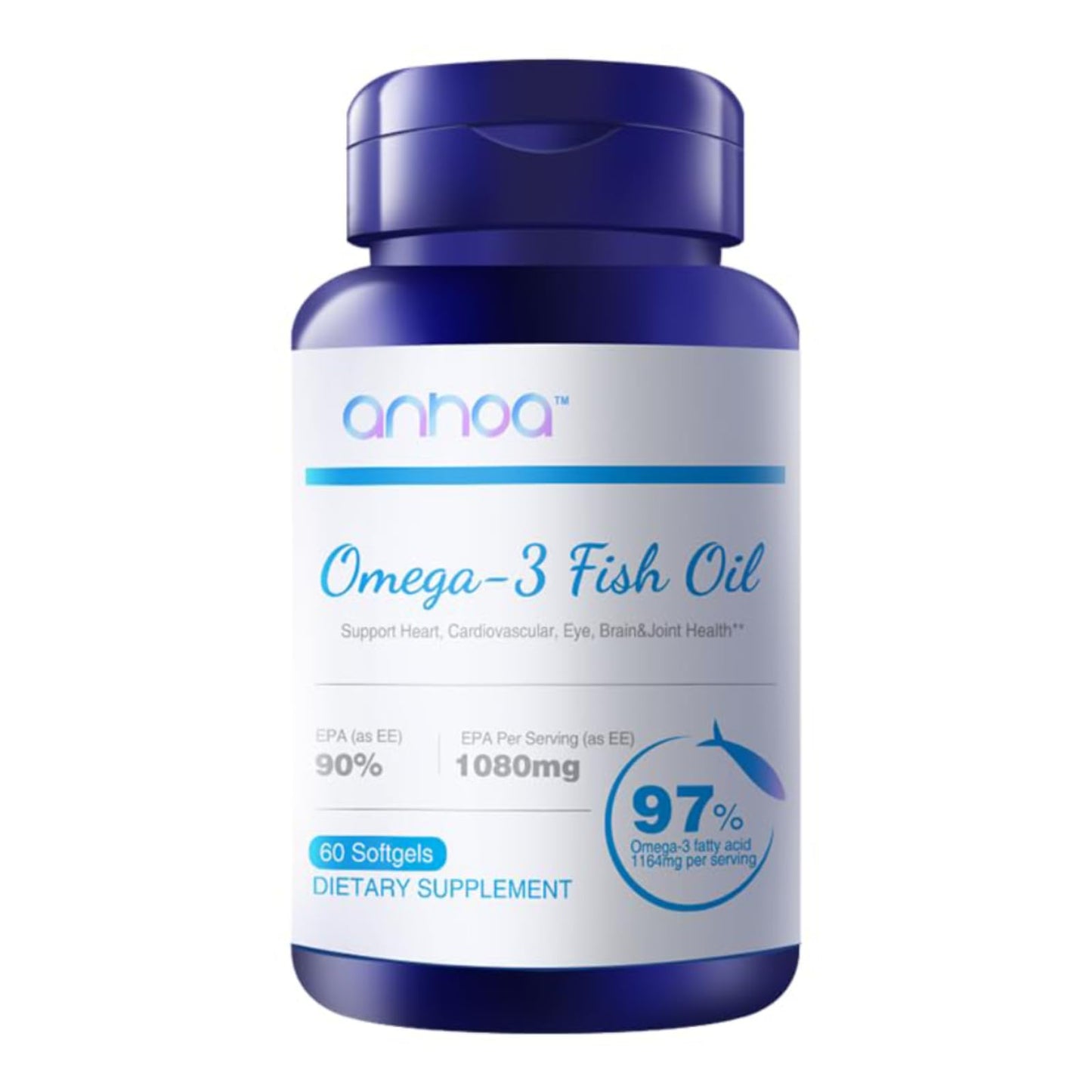 Anhoa Omega 3 Fish Oil Softgels 60 Count