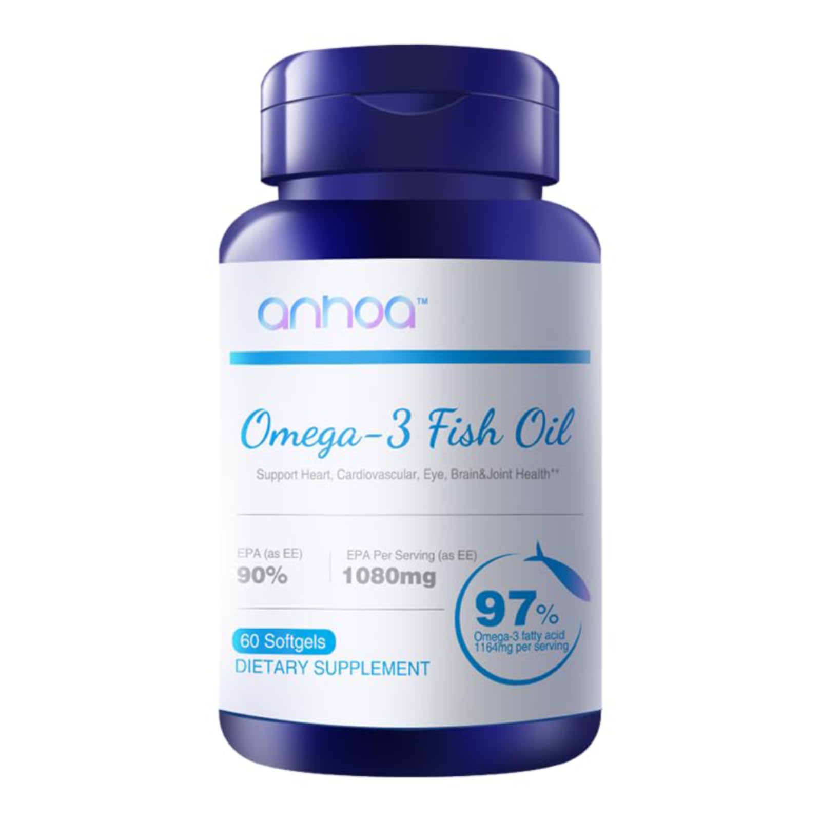 Anhoa Omega 3 Fish Oil Softgels 60 Count