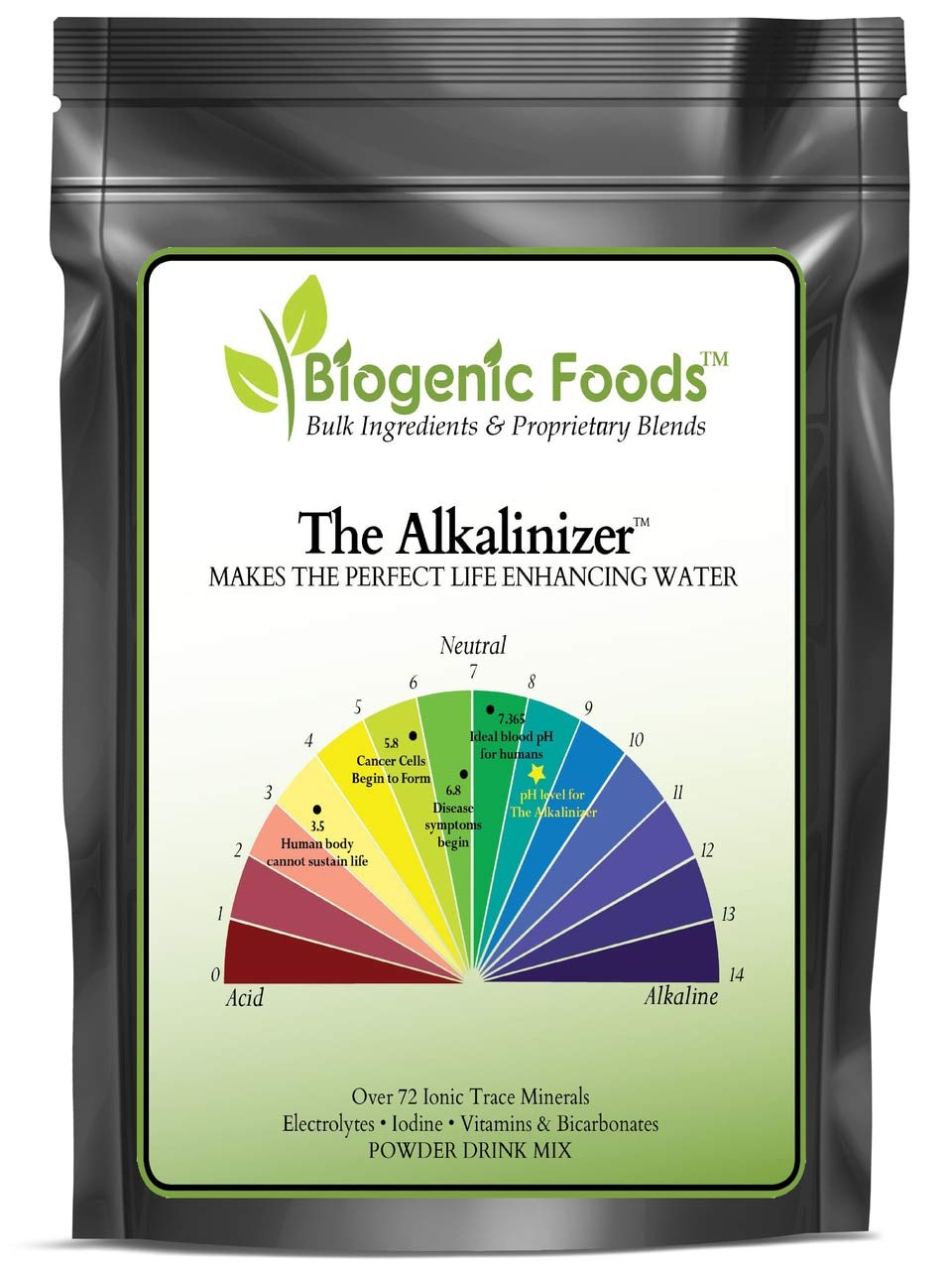 Biogenic Foods Alkalinizer Body Acid pH Balance Electro Alkalize, Ionize & Re-Mineralize Powder, 2.44 lb, 39