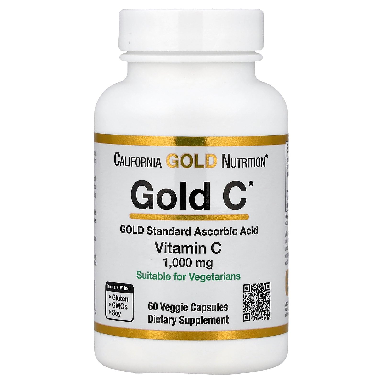 California Gold Nutrition Vitamin C 1000 mg Veggie Capsules, 60 Count