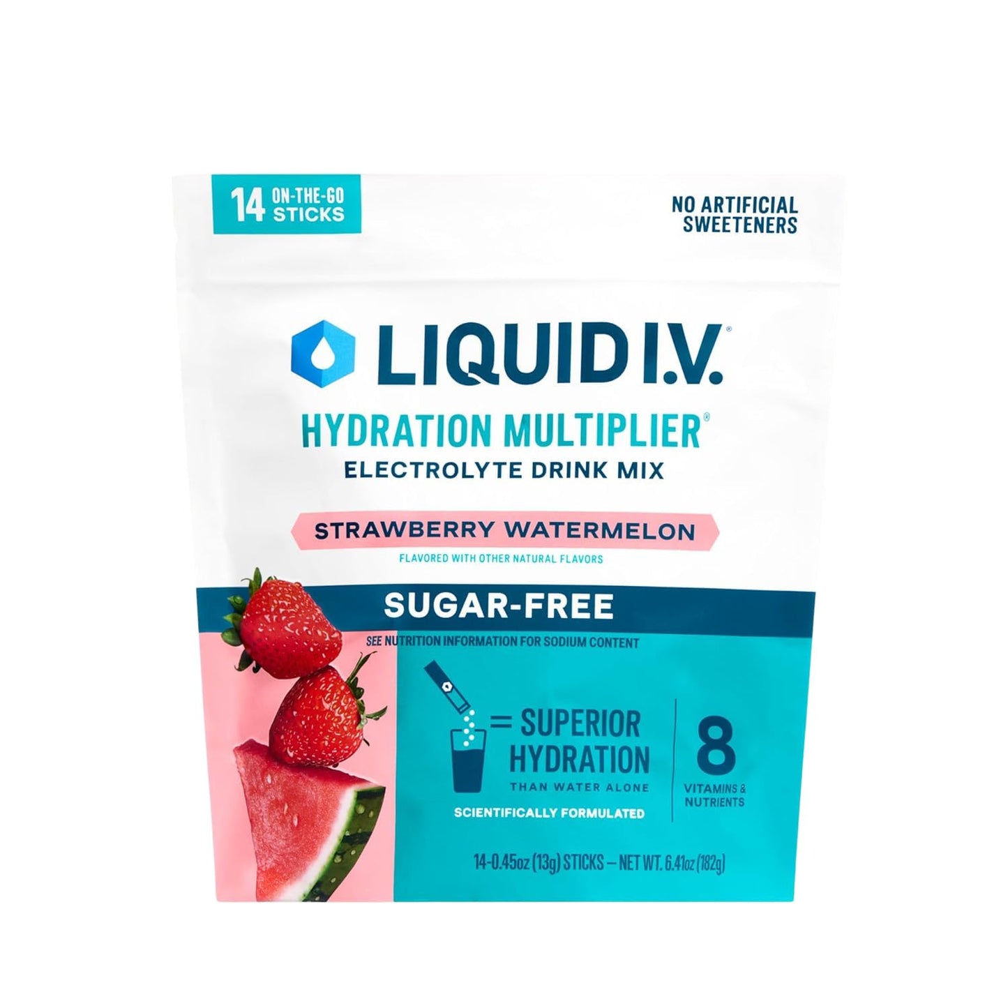 Liquid I.V. Sugar Free Electrolytes Powder, Strawberry Watermelon, 6.41 oz