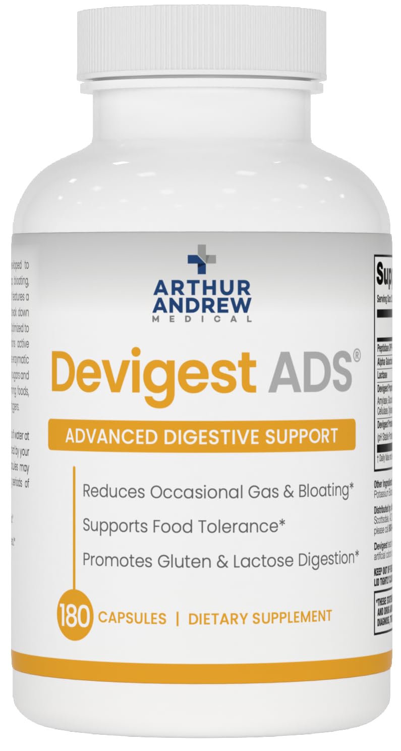 Arthur Andrew Medical Devigest ADS, Advanced Digestive Support, Relief for Lactose Intolerance and Casein Sensitivities, Capsules, 180 Count