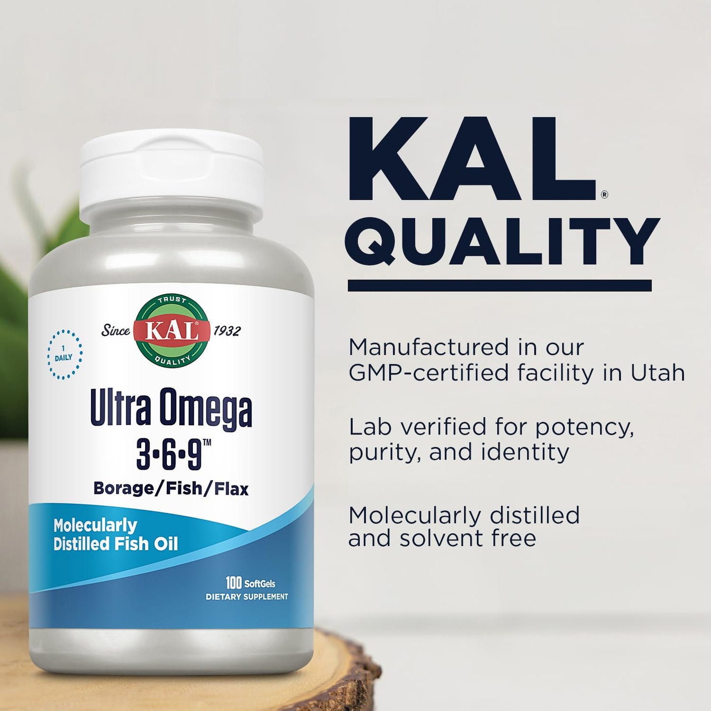 KAL Ultra Omega 3-6-9 1200mg Softgels, 100 Softgels