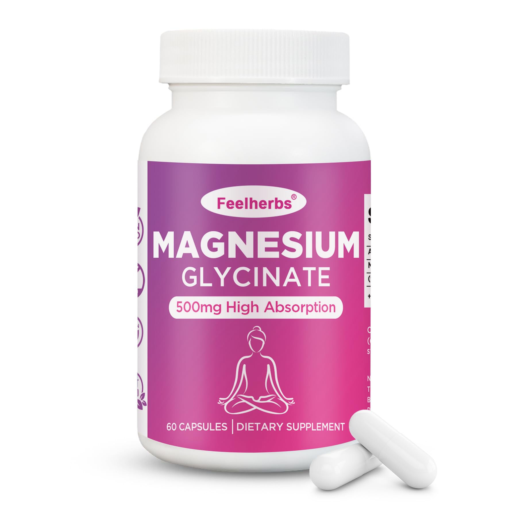 Feelherbs Magnesium Glycinate 500mg for Women Hormone Balance & Sleep Gummies, 60 Count