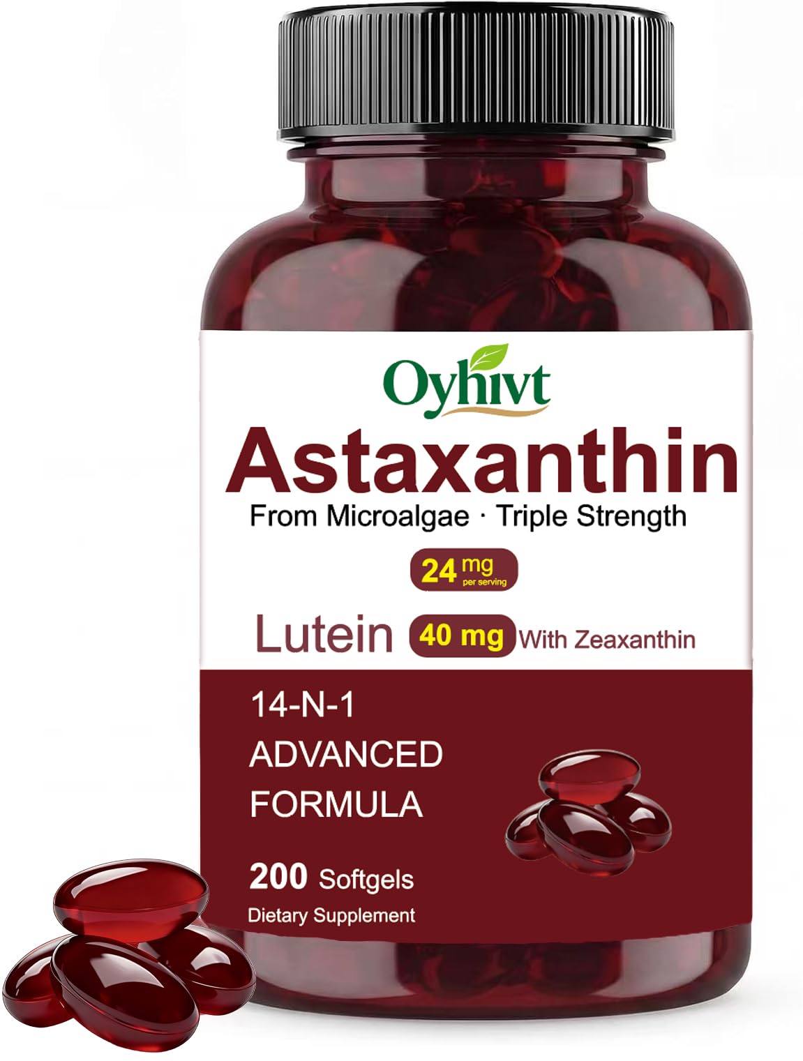 LFKULJ Astaxanthin 24mg Capsule, 200 Capsules