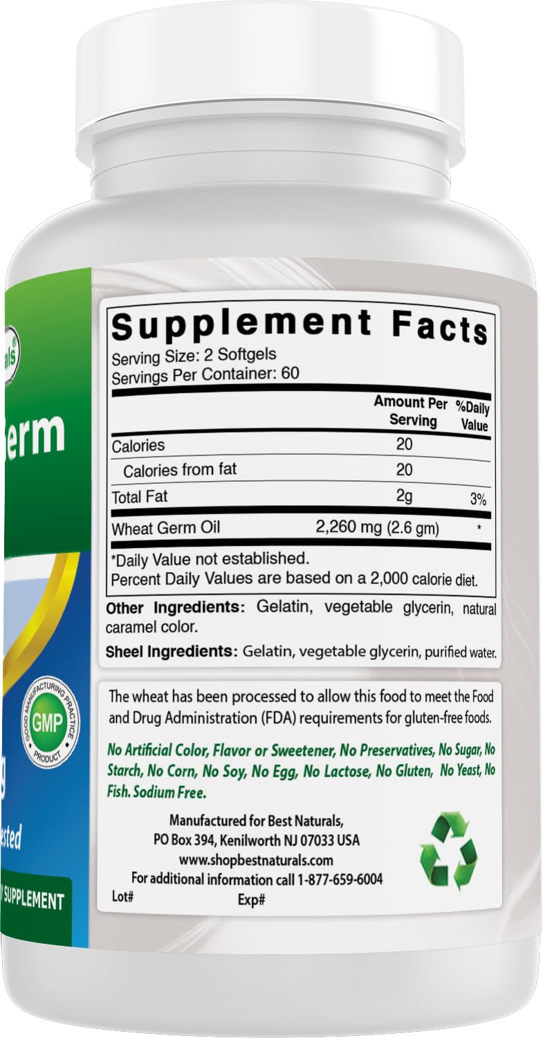 Best Naturals Wheat Germ Oil 1130 mg Softgels, 360 Count