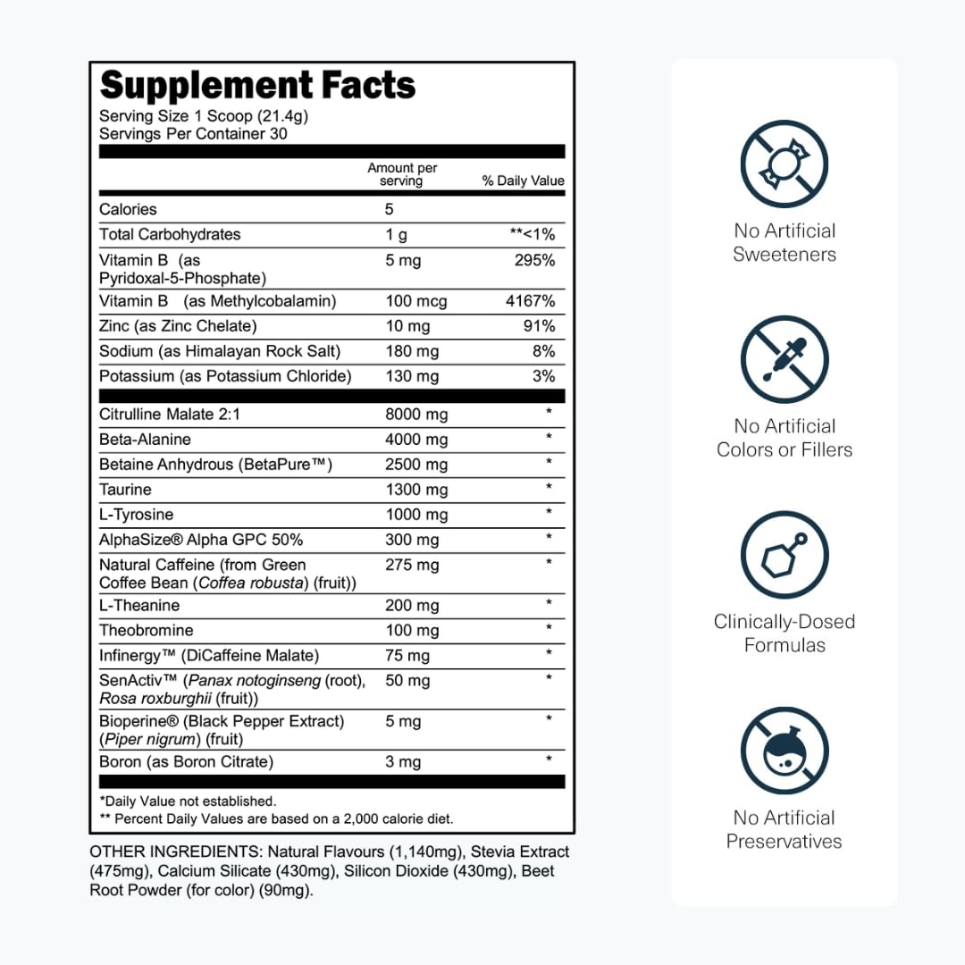 Transparent Labs Bulk Black Pre Workout Powder, 30 Servings