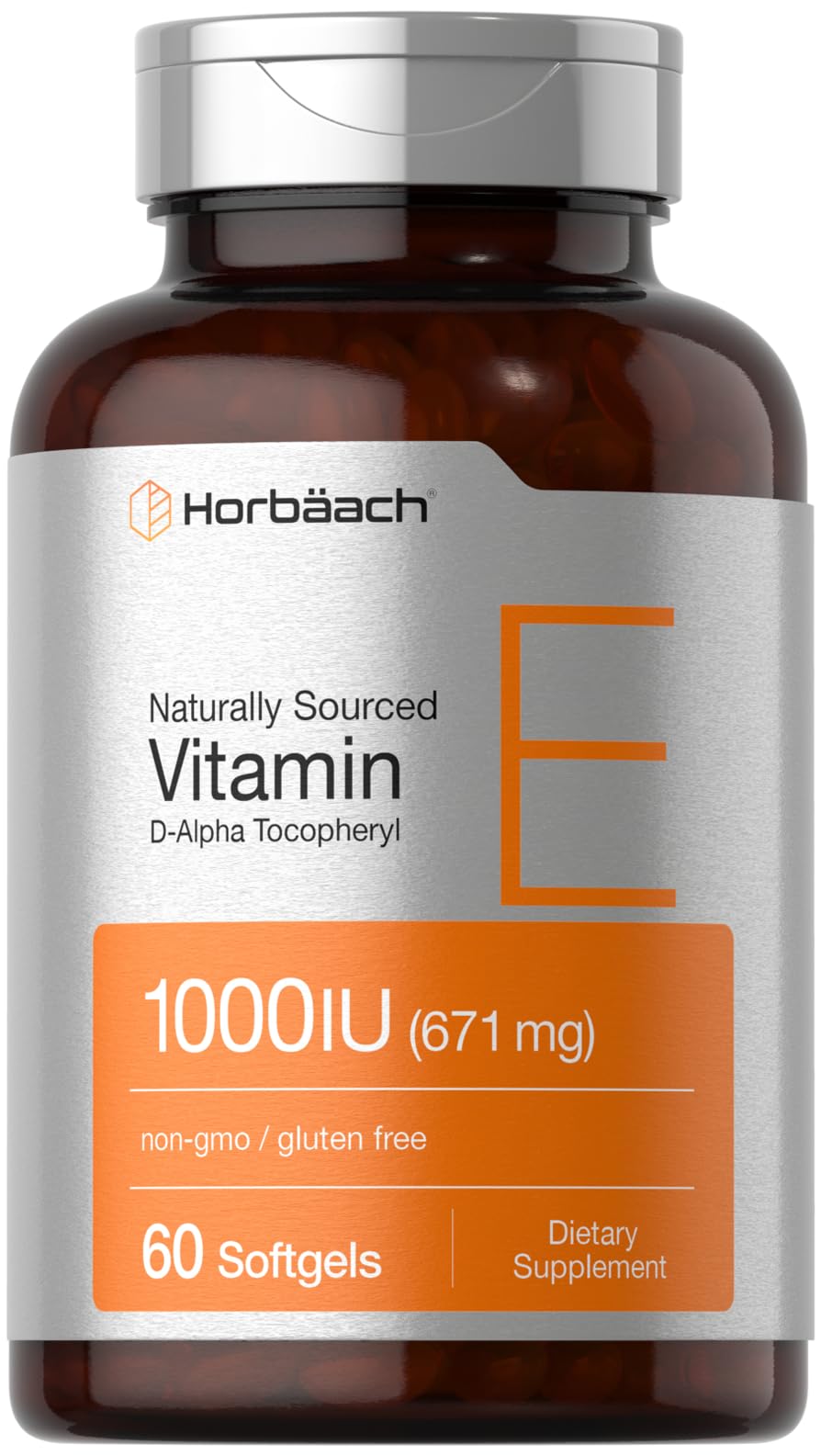 Horbäach Vitamin E 1000 IU Softgels, 60 Count