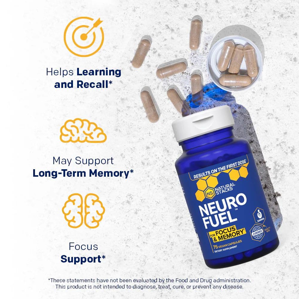 NATURAL STACKS NeuroFuel Nootropic Brain Supplement Capsule 75 Count