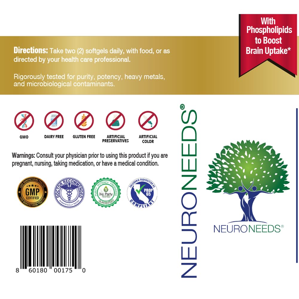 Neuro Needs OmegaNeeds Omega-3 Fish Oil Supplement Softgels 60