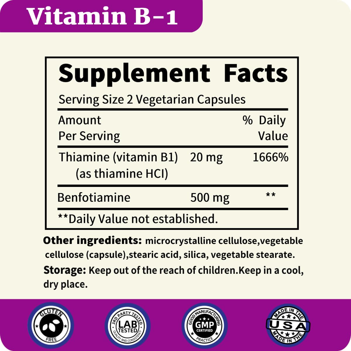 NoMiLu Benfotiamine 500mg Capsule 120 Count
