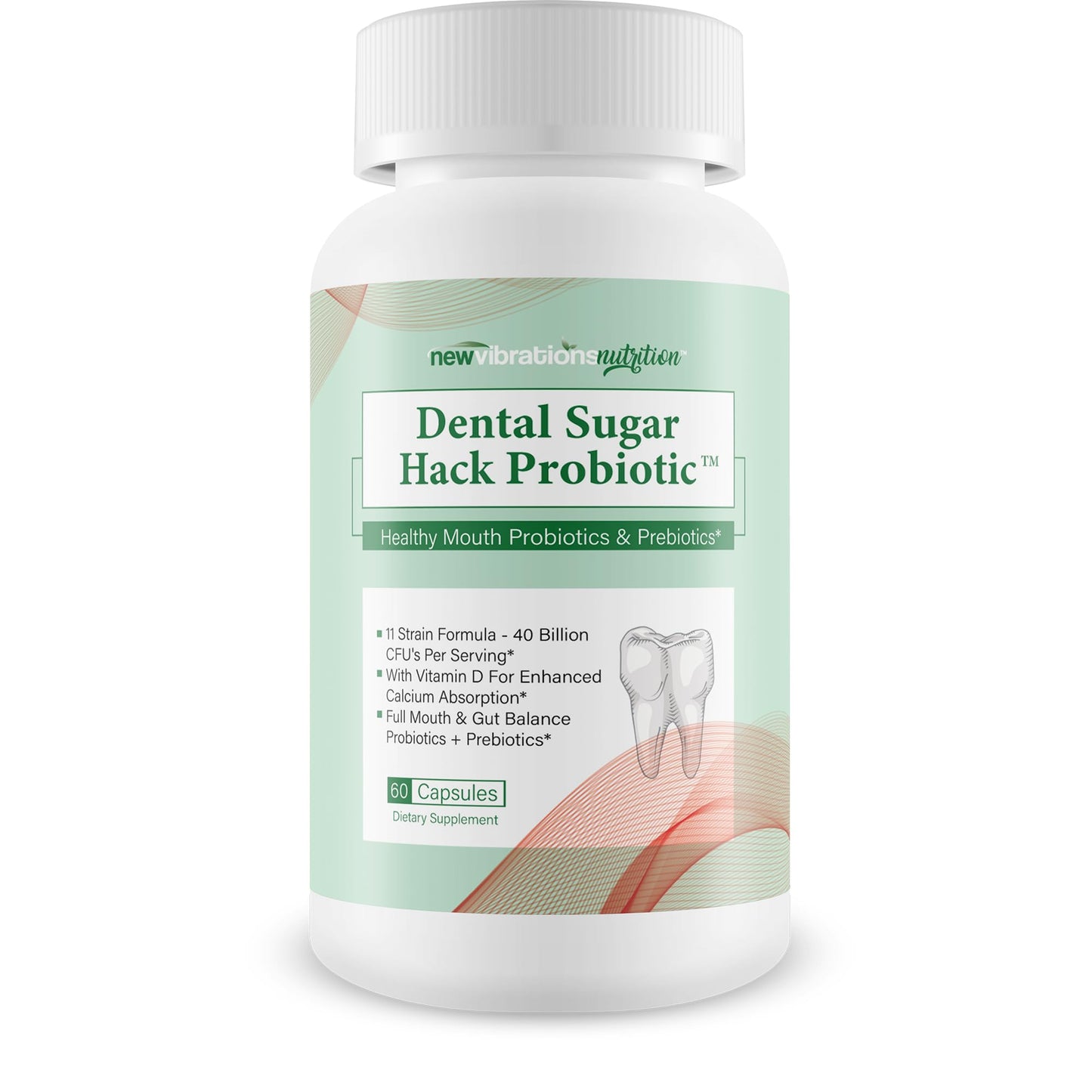 New Vibrations Nutrition Dental Sugar Hack Probiotic Capsule 60 Count