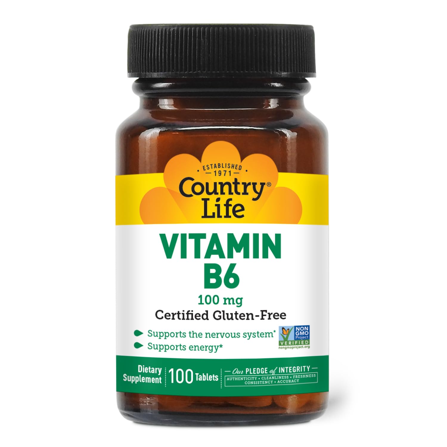Country Life Vitamin B-6 Capsules, 100 Count