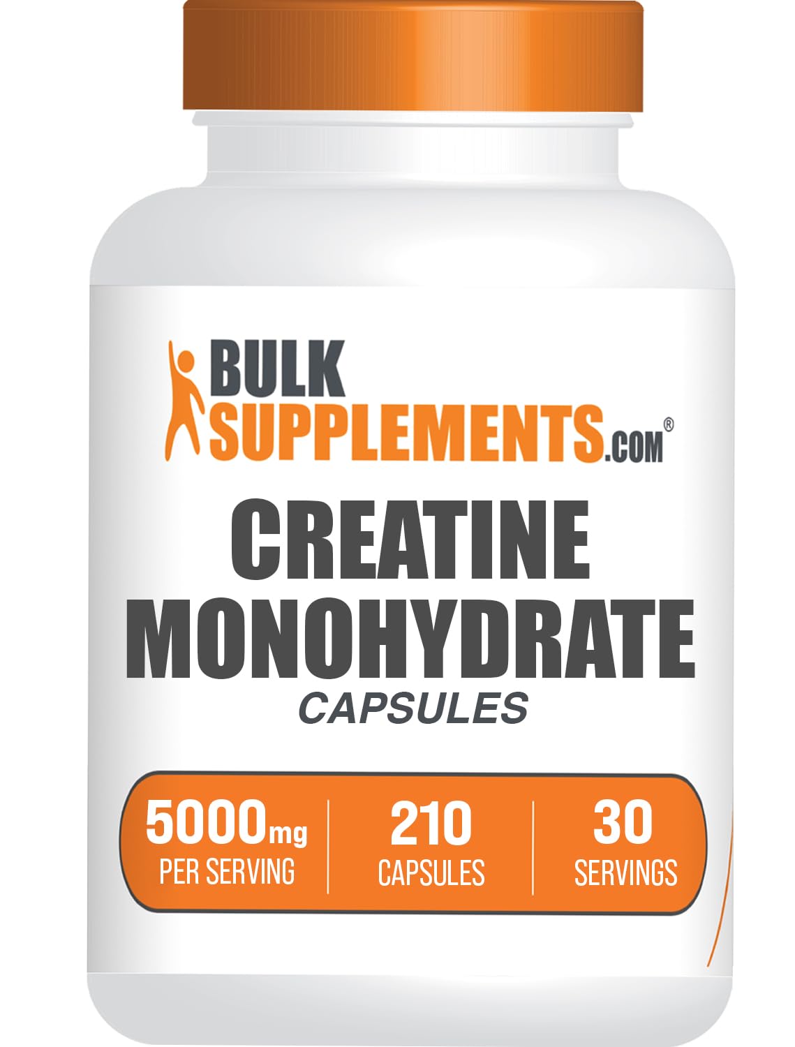 BulkSupplements Creatine Monohydrate Micronized Capsules, 5000 mg, 210 Count