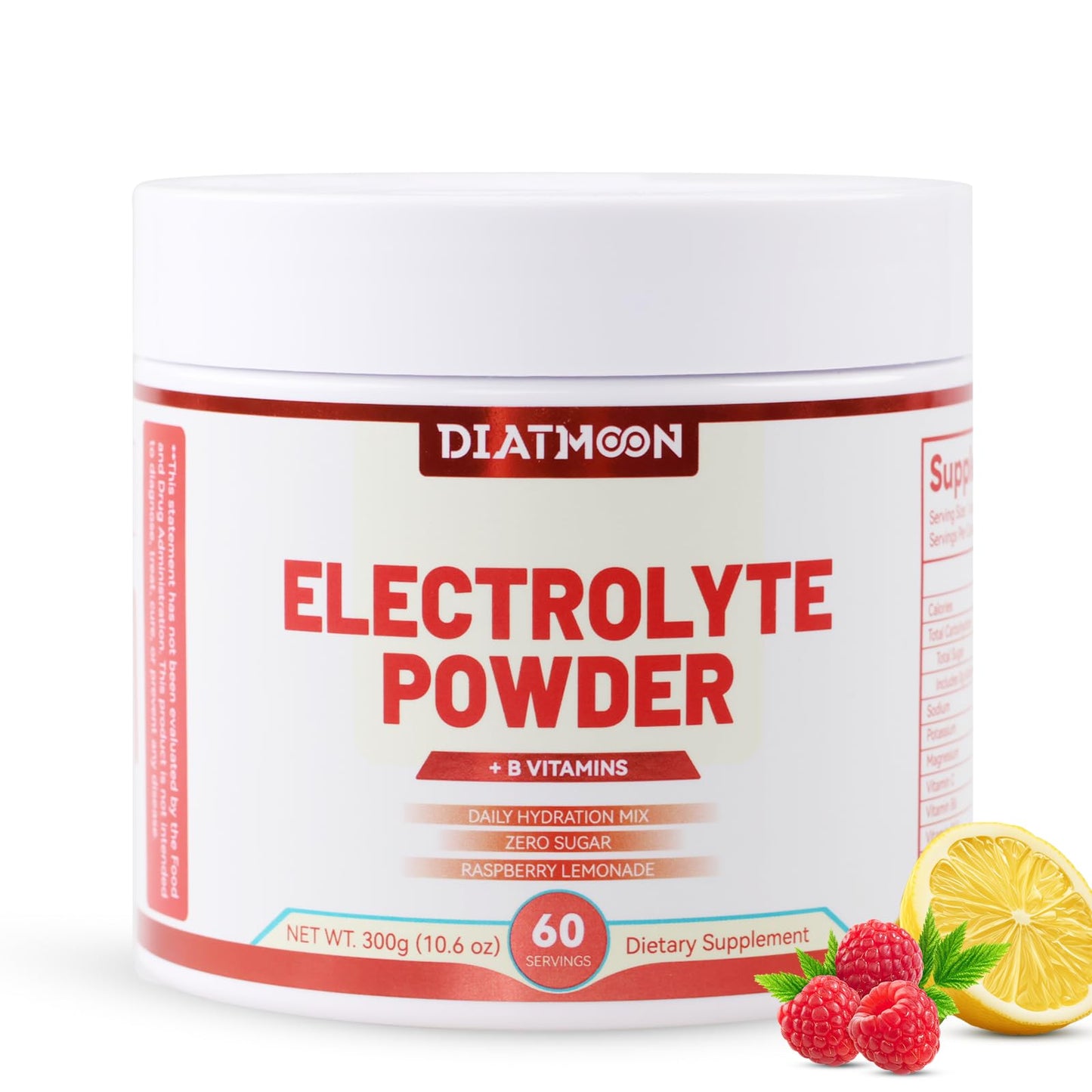 DIATMOON Electrolytes Powder No Sugar, Enhanced with B-Vitamins and Minerals – Keto Friendly, Hydration Drink Supplement, 10.58 oz