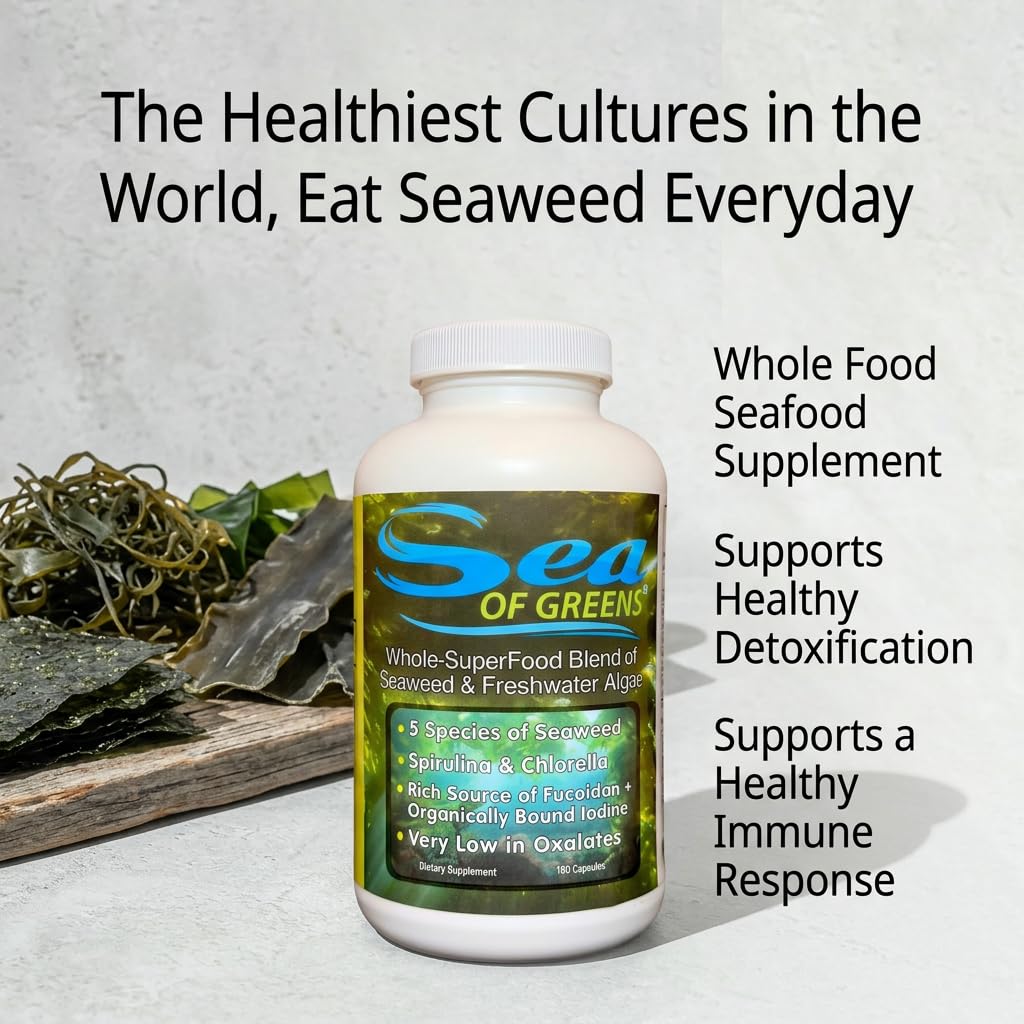 NHS Global Sea of Greens Organic Seaweed & Algae Superfood Blend Capsules, 180 Count