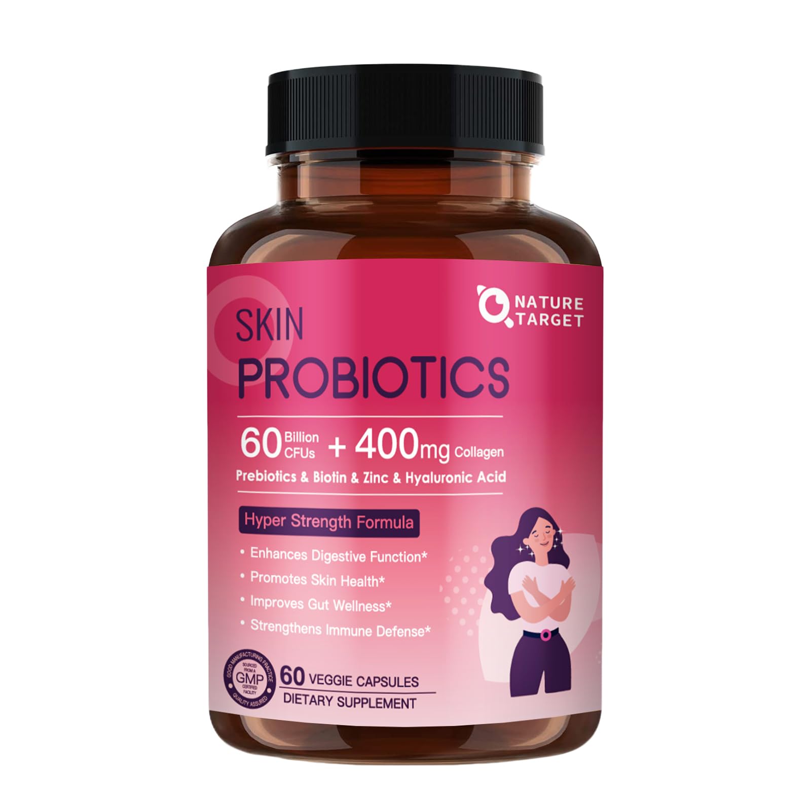 NATURE TARGET Probiotic for Women for Skin Health Capsules, 60 Count