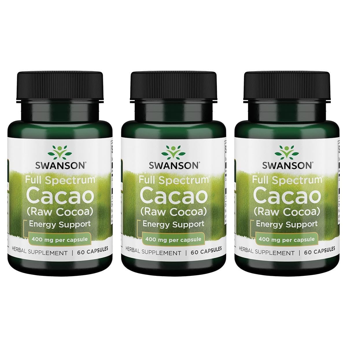 Swanson Full Spectrum Cacao (Raw Cocoa) Capsules, 180 Count
