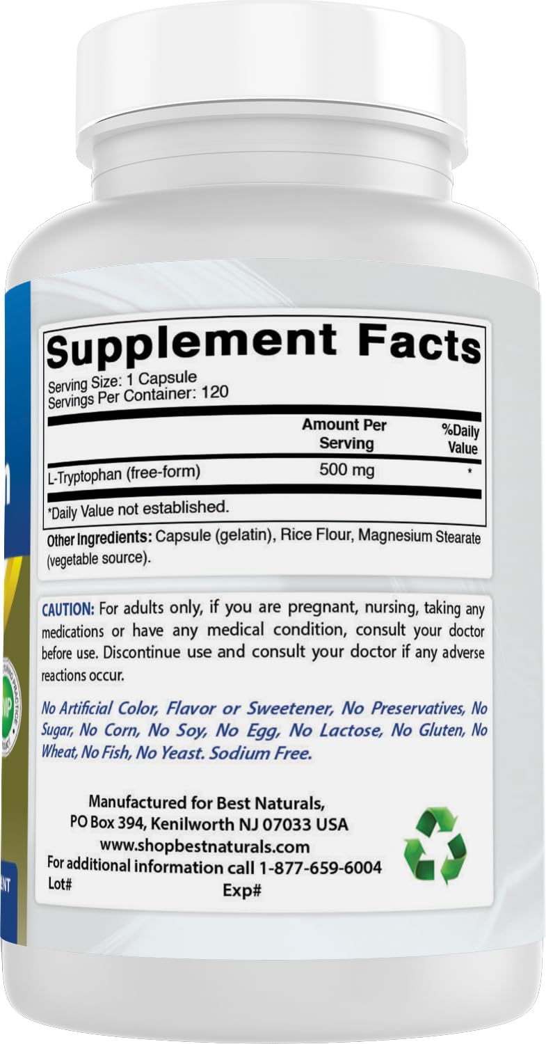 Best Naturals L-Tryptophan 500 mg Tablets, 240 Tablets