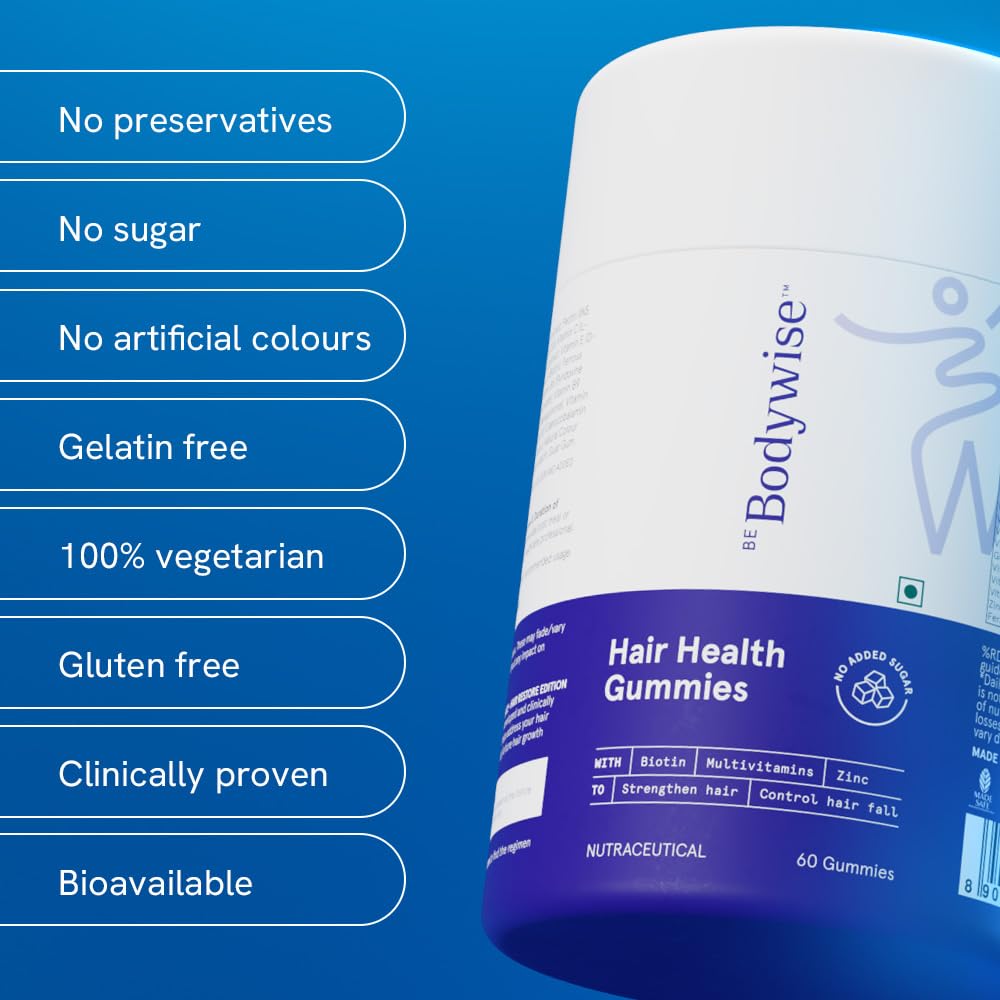 Be Bodywise Biotin Hair Growth Gummies 60 Count