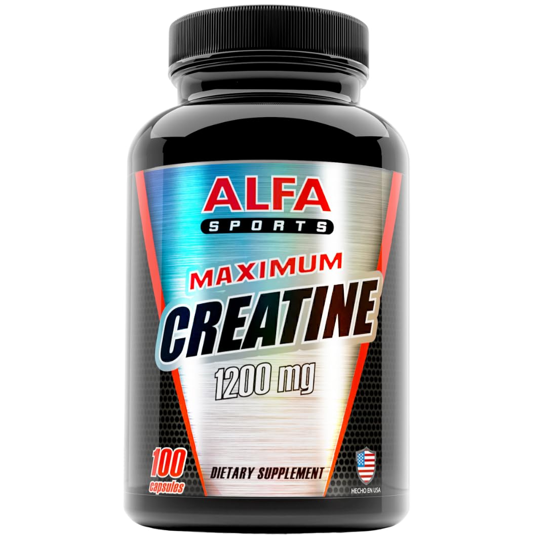 ALFA VITAMINS Creatine Monohydrate 1200 Mg Capsules, 100 Count