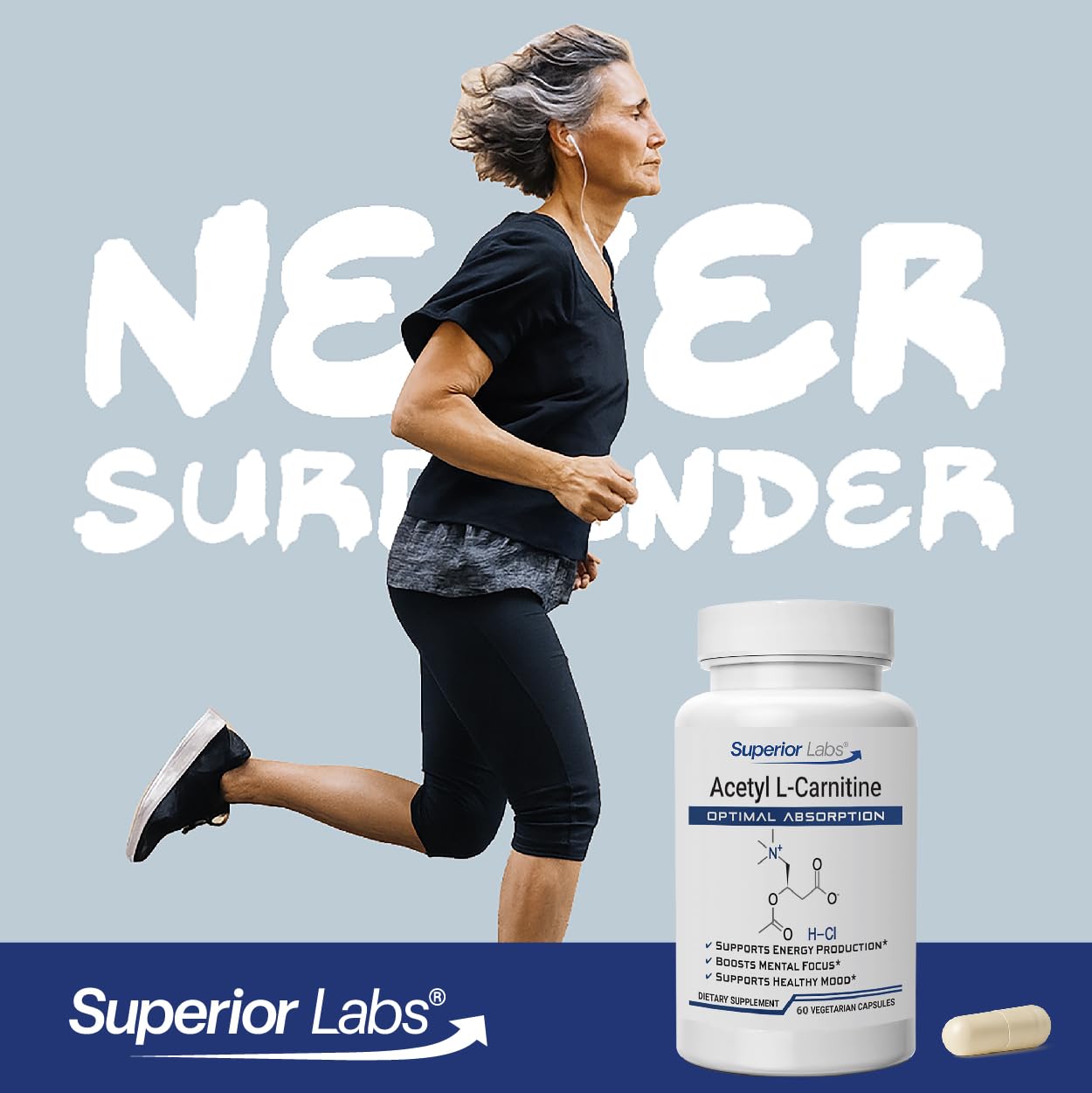 Superior Labs Acetyl L-Carnitine 500 mg Capsules, 60 Veg Caps