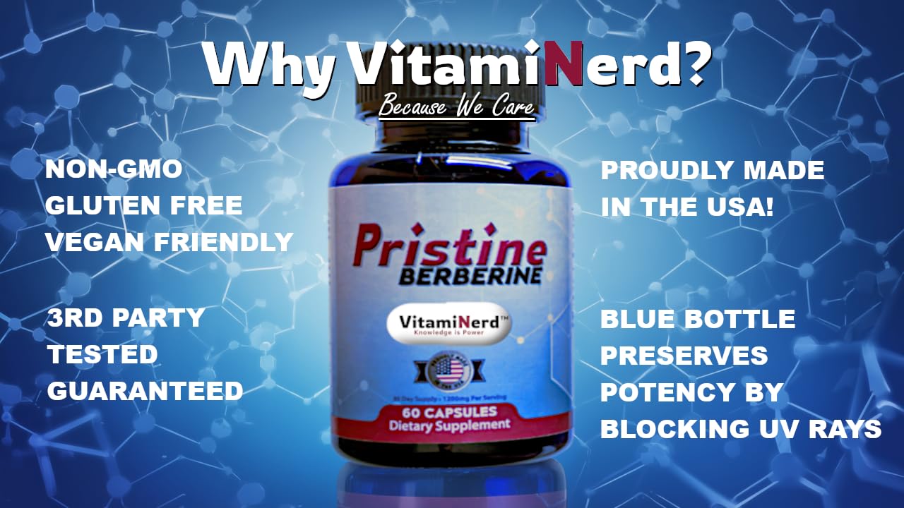 VitamiNerd Pristine Berberine HCl 1200mg 60 Capsules
