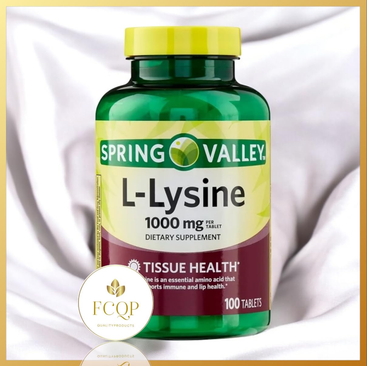 FCQP L-Lysine Dietary Supplement 1000mg, 100 Tablets