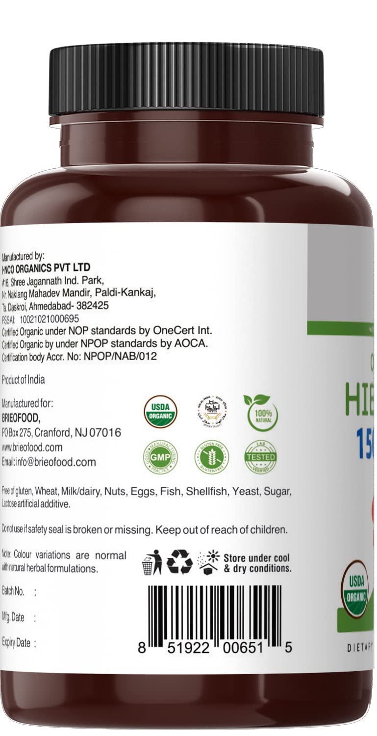 Brieofood Organic Hibiscus 1500mg Tablet, 90 Count