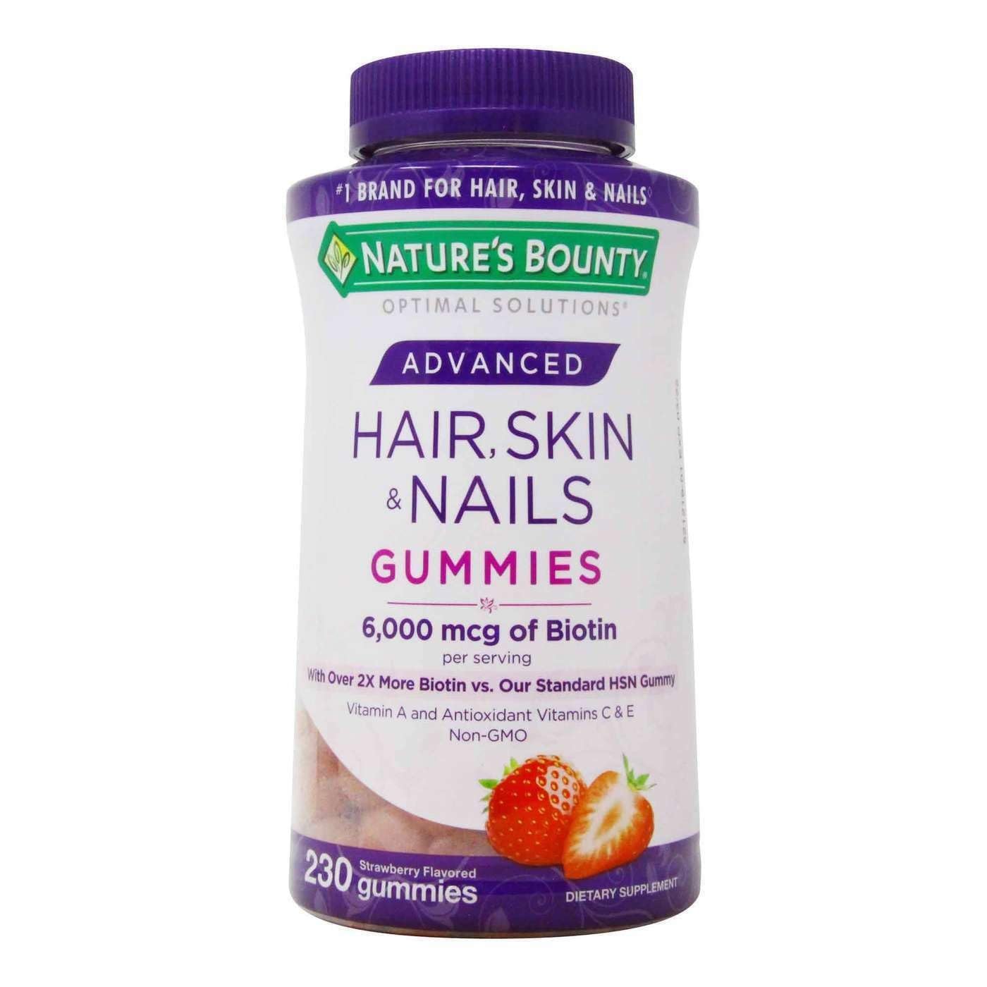 Nature's Bounty Hair, Skin & Nails Rapid Gummies, Argan-Infused Vitamin Supplement with Biotin, Gummy, 230 Count