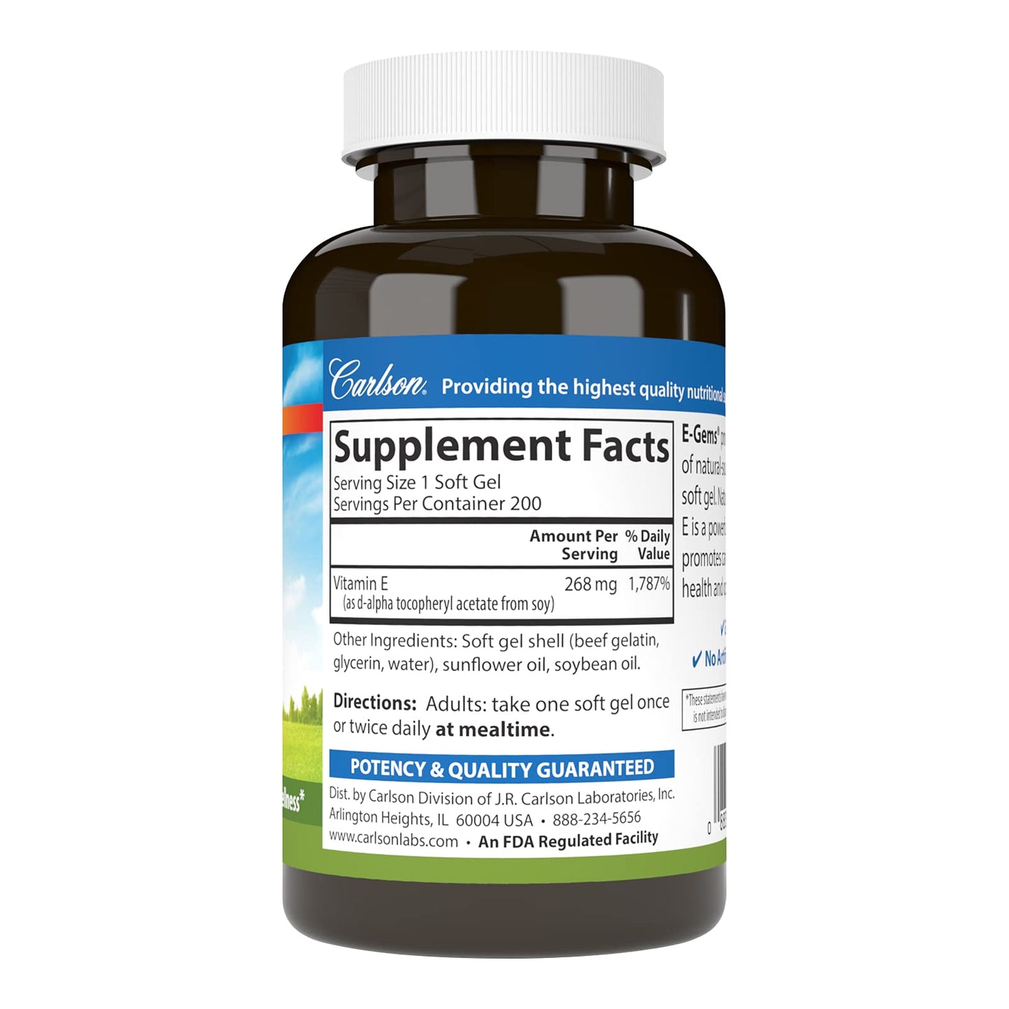 Carlson E-Gems Vitamin E 400 IU Softgels 200 Count
