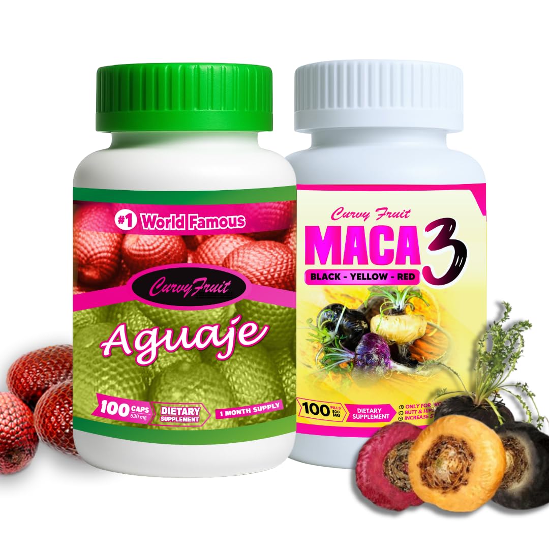 Curvy Fruit Bigger Booty & Wider Hips Aguaje + Maca Capsule, 100 Count