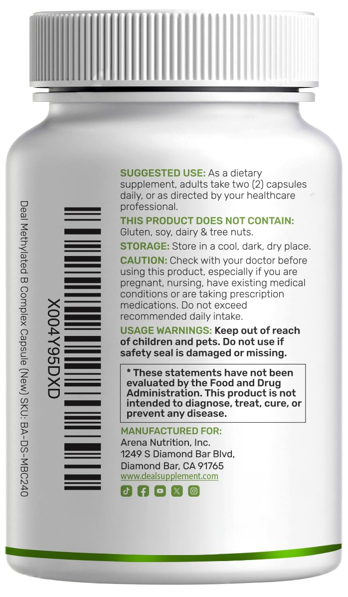 DEAL SUPPLEMENT Methylated B Complex for Women 240 Vegetarian Capsules
