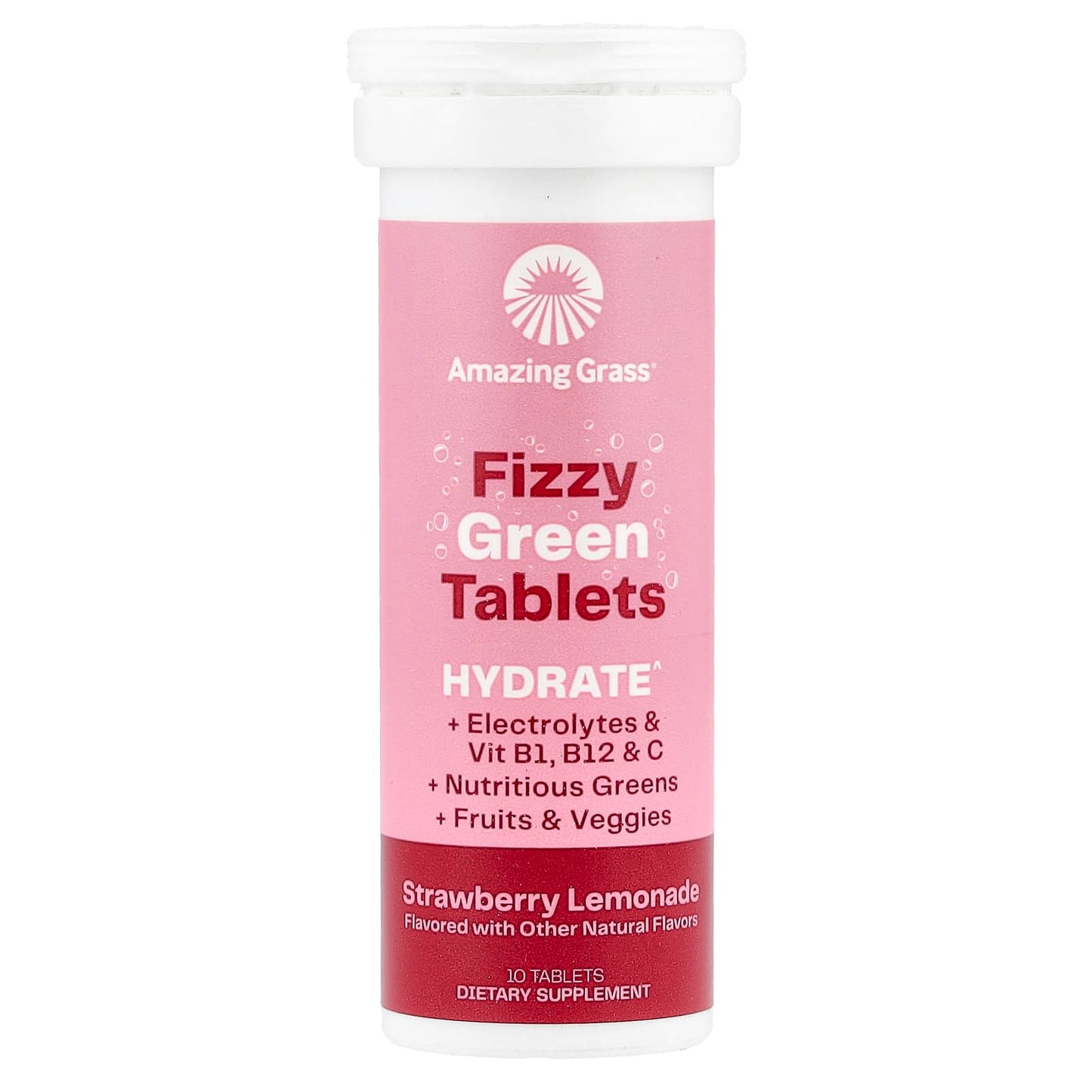 Amazing Grass Electrolyte Tablets Fizzy Greens Strawberry Lemonade, 10 Count