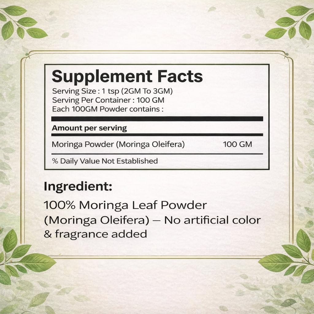 VEDIKROOTS Moringa Leaf Powder (3.53 oz)