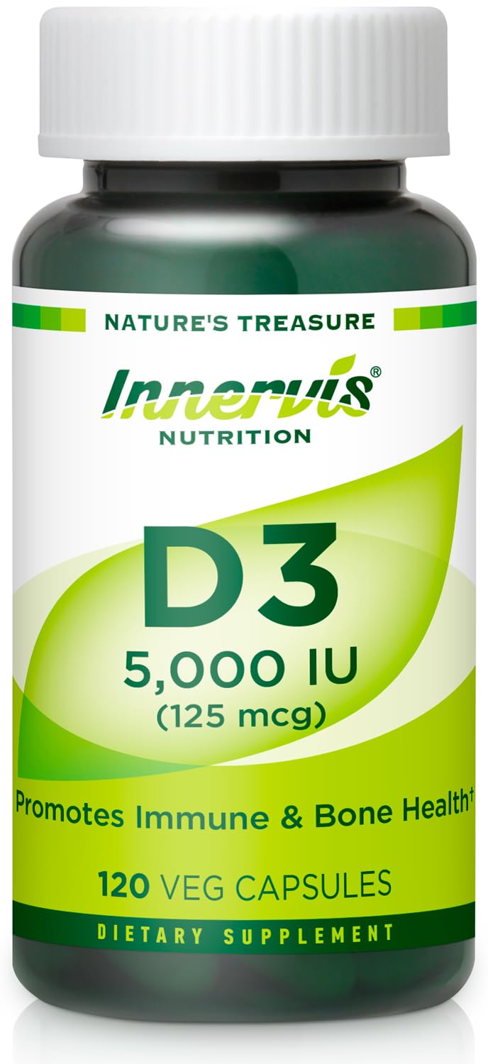 INNERVISNUTRITION Vitamin D3 5000 IU Capsule, 120 Veg Capsules