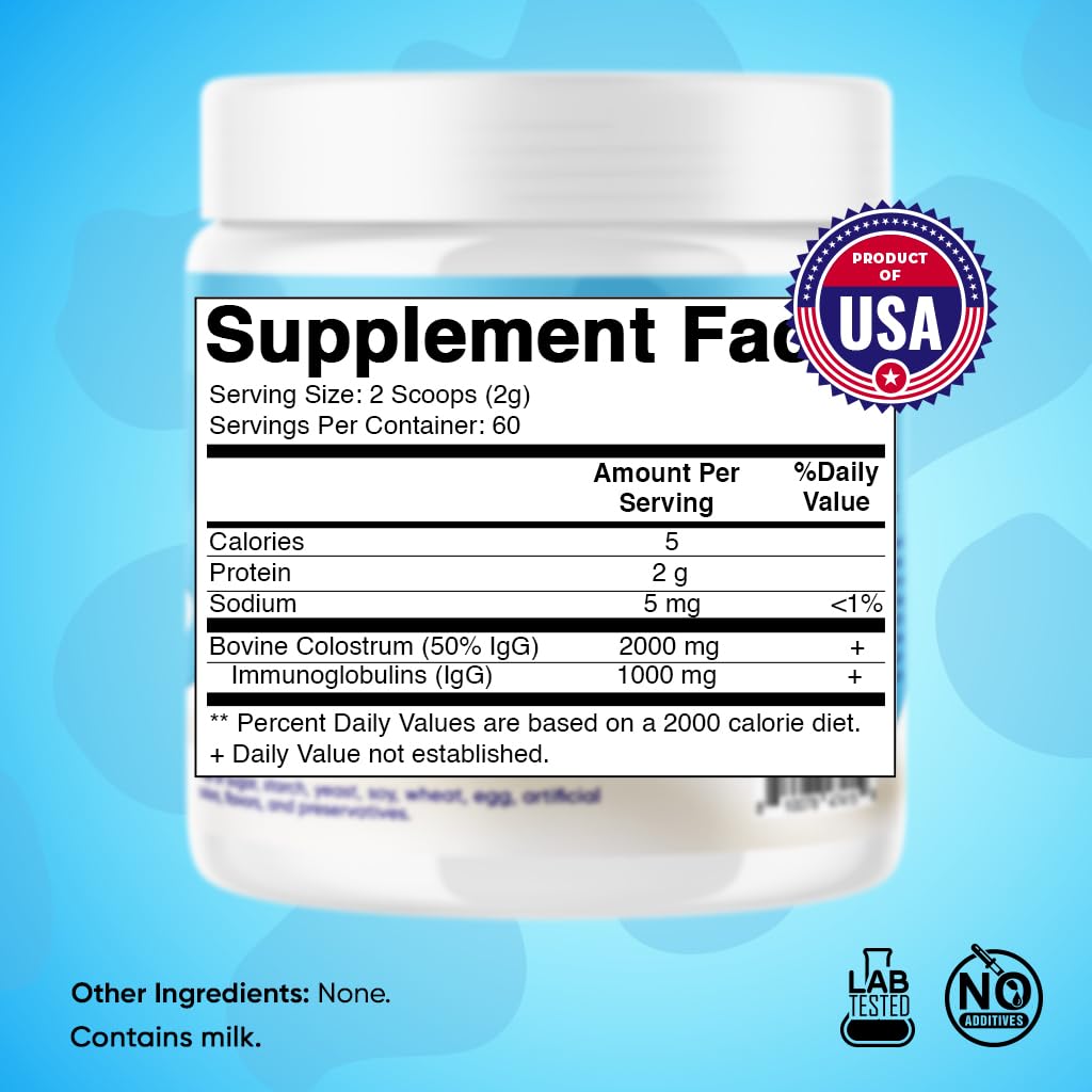 Vitamatic Bovine Colostrum Powder - 50% IgG, 60 Servings