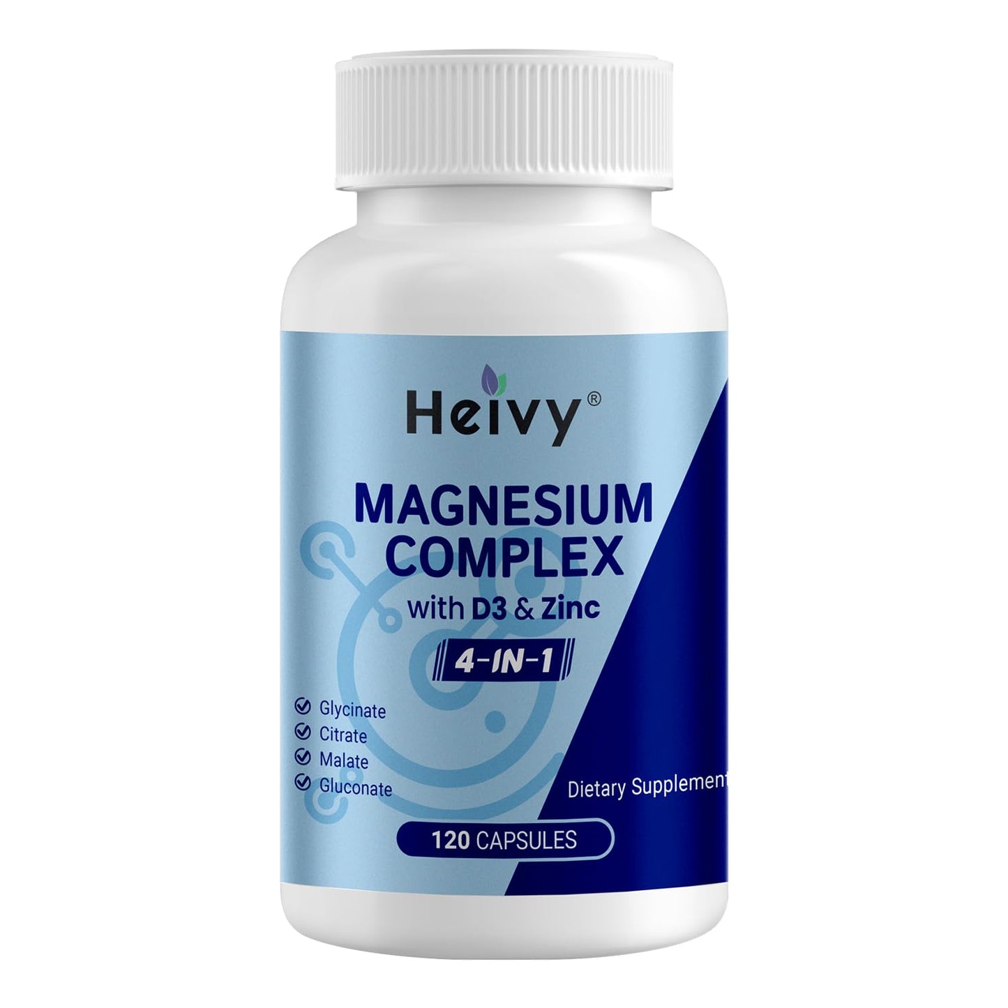 Heivy 4-in-1 Magnesium Complex with Zinc & Vitamin D3 Capsules, 120 Count