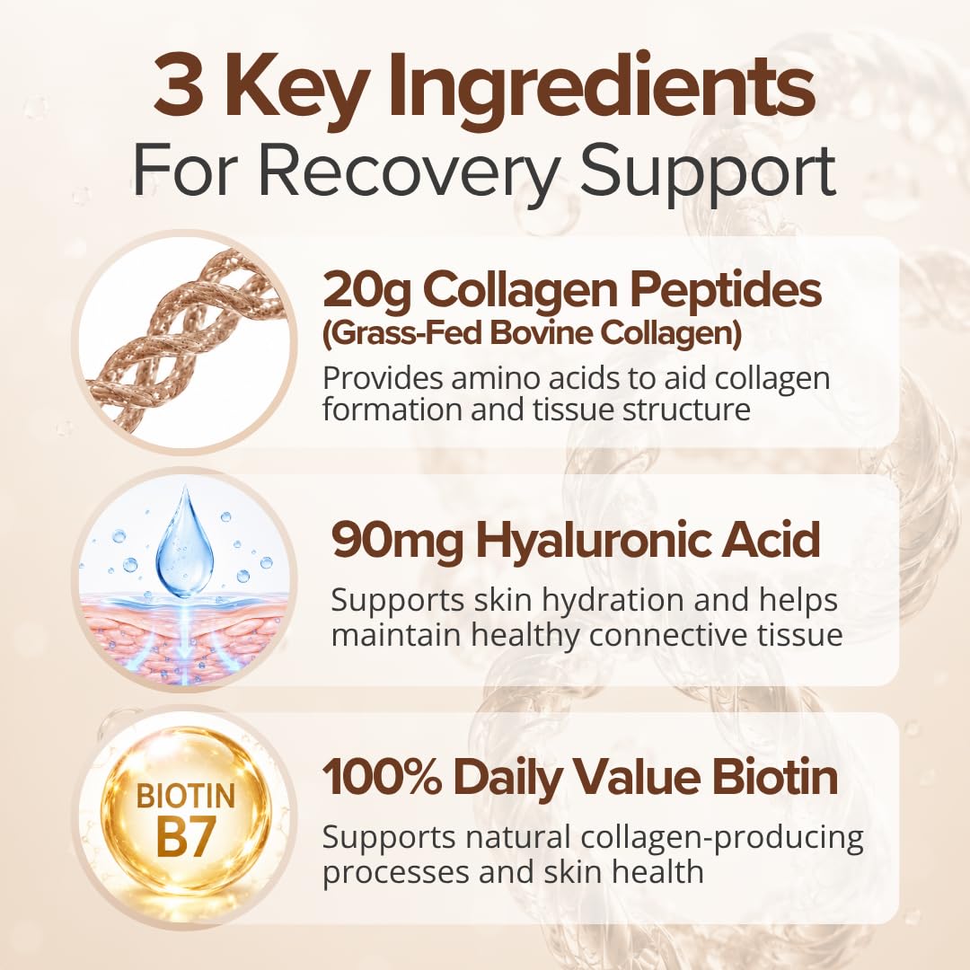 WOUND CAREPLUS Wound Collagen Powder for Wound Healing Support & Post-Surgery Recovery Chocolate 19.7534