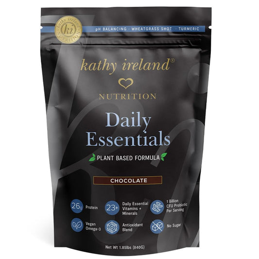 AMAXI Kathy Ireland Nutrition Daily Essentials Plant-Based Protein Powder for Women, Chocolate, 29.6 oz