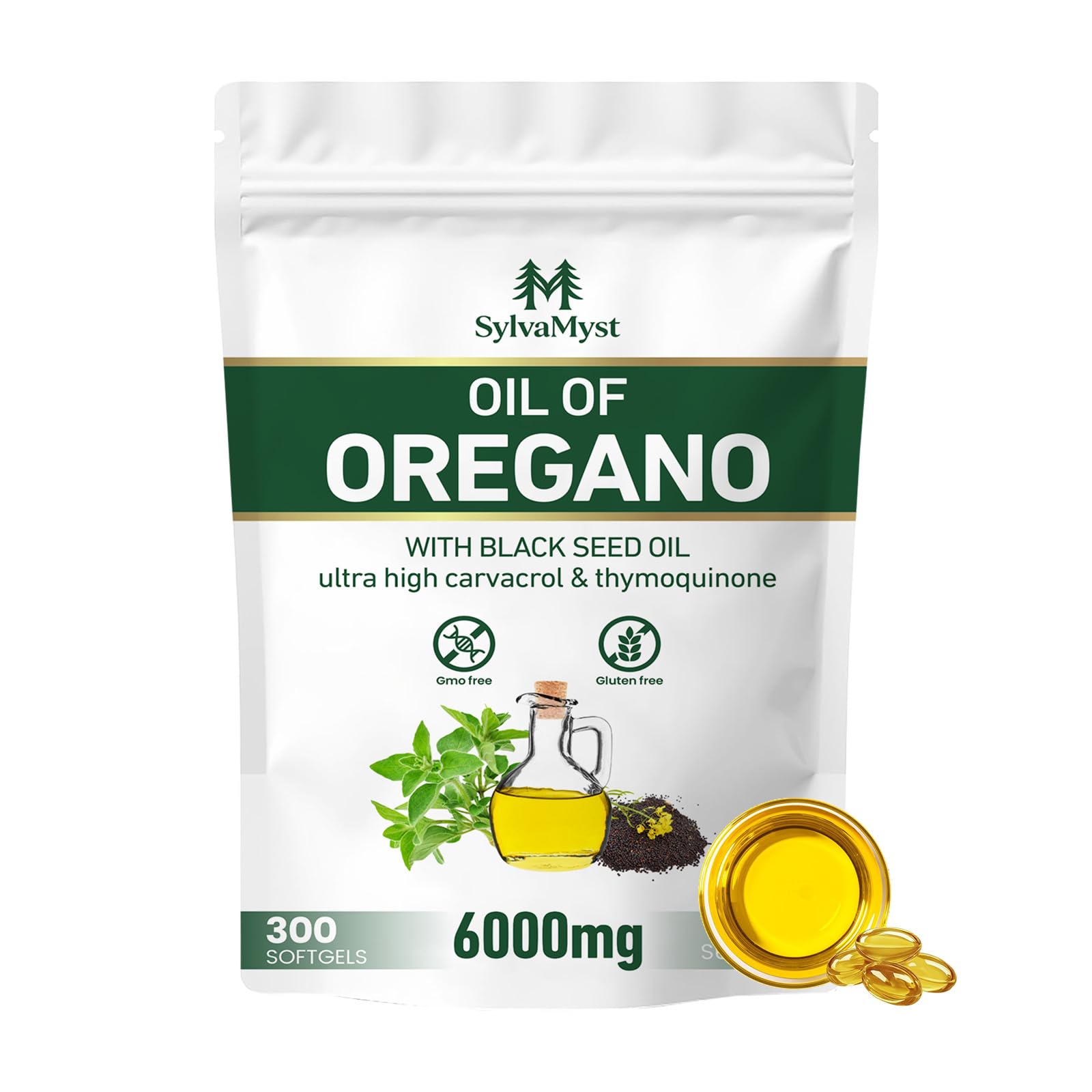 SylvaMyst Organic Oregano & Black Seed Oil Softgels, 300