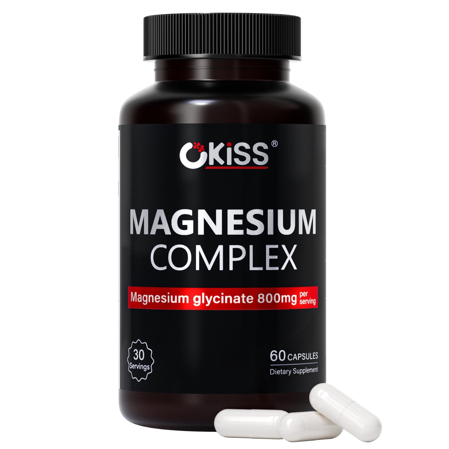 Okiss Magnesium Glycinate 800 mg Ashwagandha Sleep Aid Complex Capsules, 60 Count