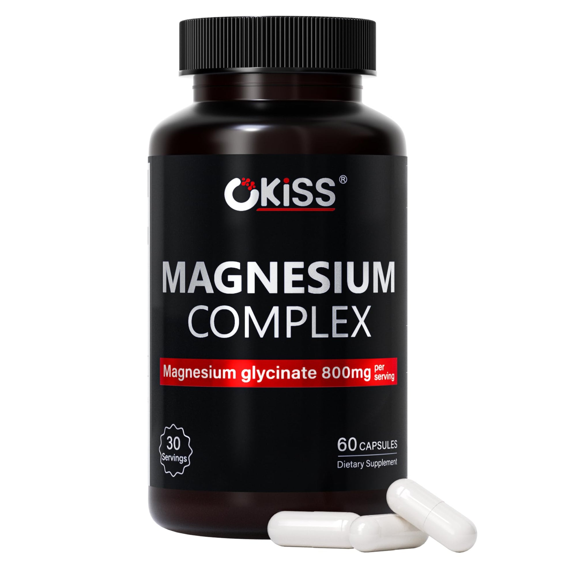 Okiss Magnesium Glycinate 800 mg Ashwagandha Sleep Aid Complex Capsules, 60 Count