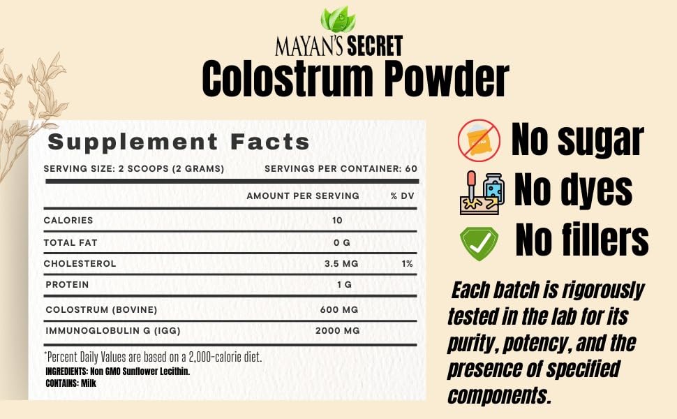 Mayan's Secret Colostrum Powder Grass-Fed 4.23 oz