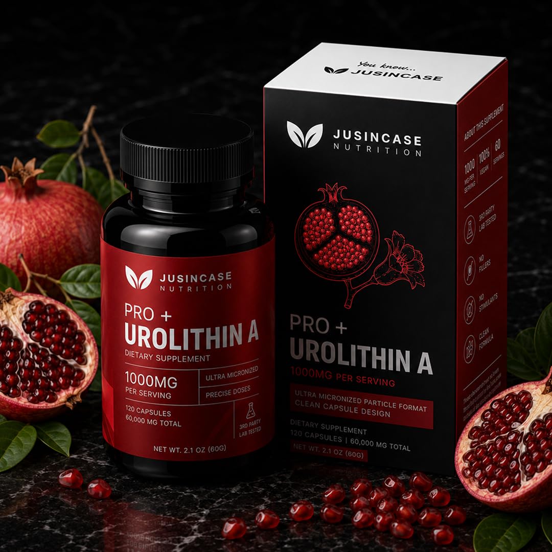 JUSINCASE NUTRITION Urolithin A PRO Capsules - 1000mg, 120 Count