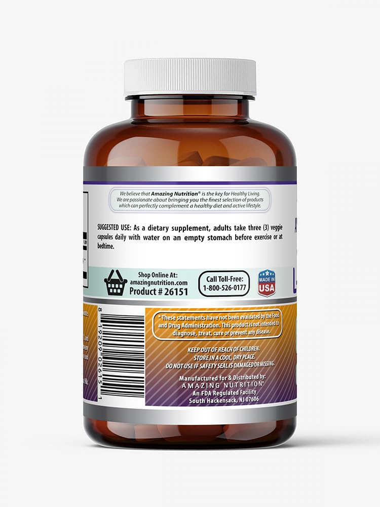 Amazing Nutrition L-Ornithine 1500 mg Supplement Capsules, 250 Count