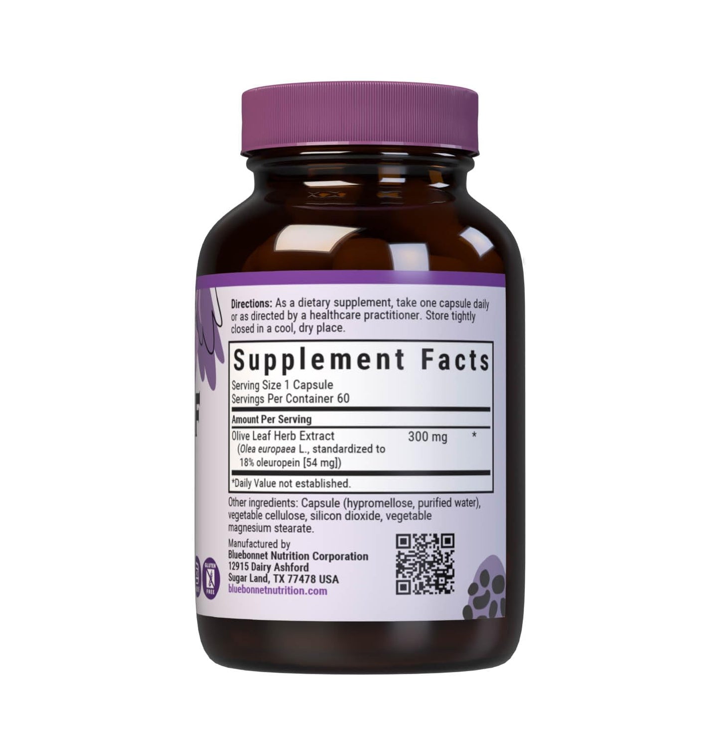 BlueBonnet Standardized Olive Leaf Herb Extract Capsules, 60 Count
