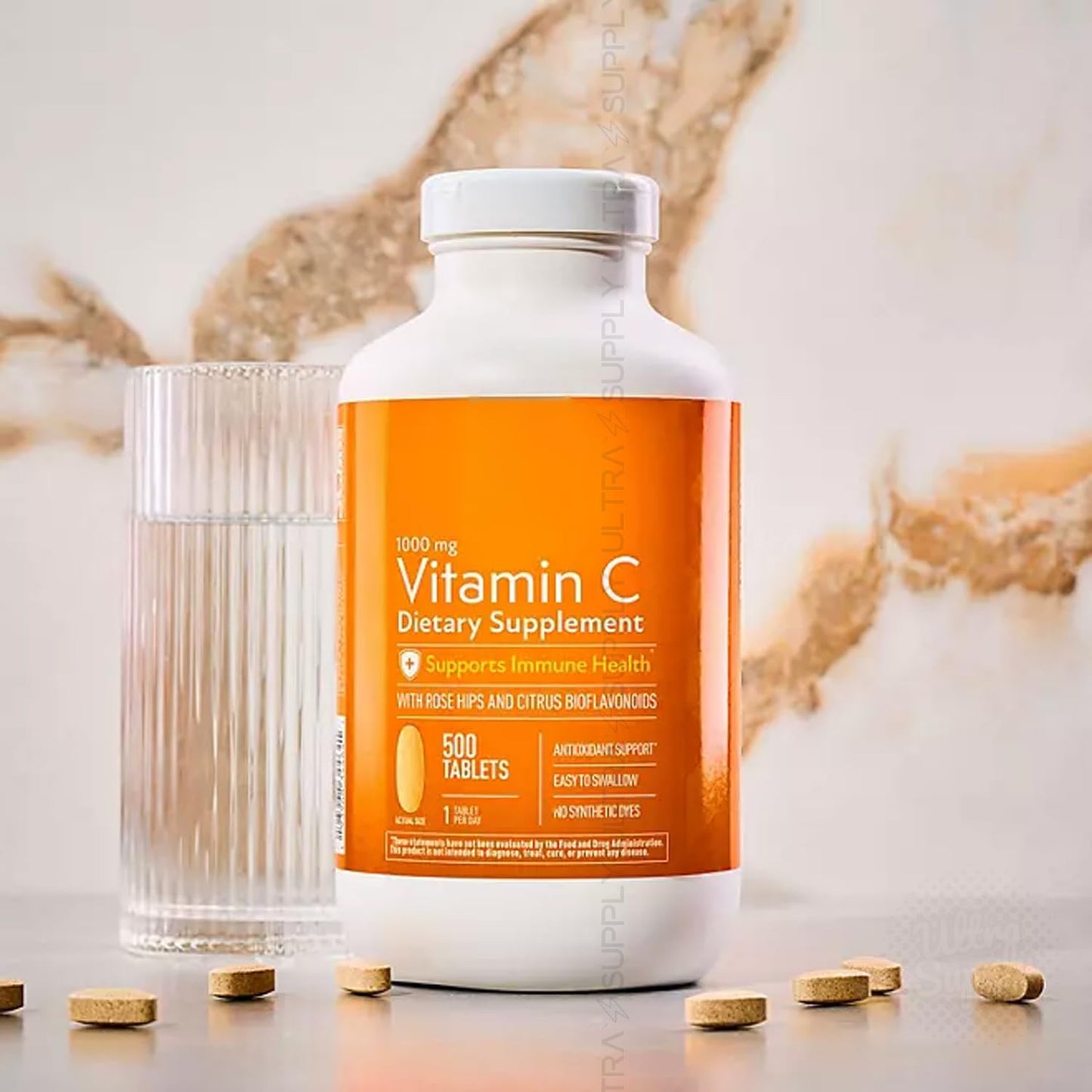 Generic Members Mark Vitamin C 1000mg with Rose Hips & Citrus Bioflavonoids – Vegan Tablets, Gluten Free, 500 Tablets